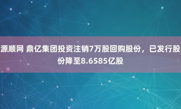 源顺网 鼎亿集团投资注销7万股回购股份，已发行股份降至8.6585亿股